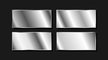 Collection of silver, chrome metallic gradient. vector