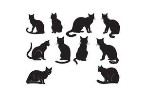 Silhouette Collection of Cats in Various Poses vector