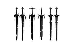 Set of Stylized Medieval Swords in Black vector