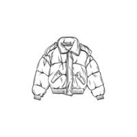 Sketch of Puffy Jacket with Pockets vector