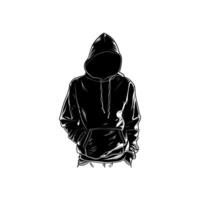 Mysterious Hooded Figure in Black and White vector