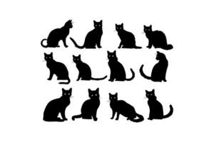 Silhouette Collection of Cats in Various Poses vector