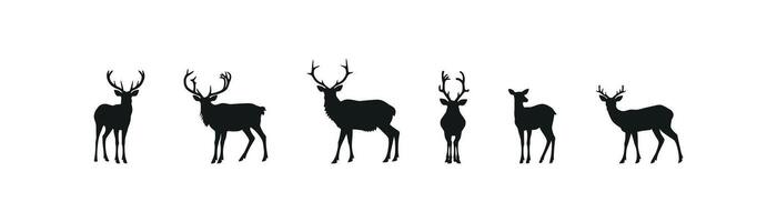 Silhouette Collection of Deer with Antlers vector