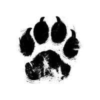 Grunge Black and White Paw Print Illustration vector