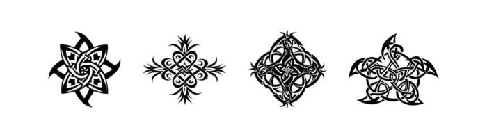 Set of Intricate Black Celtic Knot Designs vector