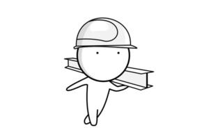 Construction worker with metal beam vector