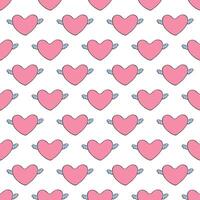 Seamless pattern with hand drawn heart doodle for decorative print, wrapping paper, greeting cards and fabric vector