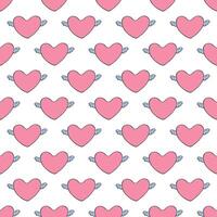 Seamless pattern with hand drawn heart doodle for decorative print, wrapping paper, greeting cards and fabric vector