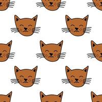 Seamless pattern with cat muzzle doodle for decorative print, wrapping paper, greeting cards, wallpaper and fabric vector