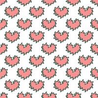 Seamless pattern with hand drawn heart doodle for decorative print, wrapping paper, greeting cards and fabric vector