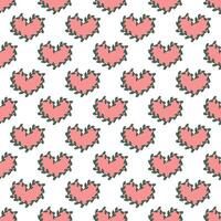 Seamless pattern with hand drawn heart doodle for decorative print, wrapping paper, greeting cards and fabric vector