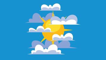 Sunny day with sun and clouds in sky vector