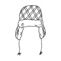 Ear flap hat doodle Hand drawn winter accessories. Single design element for card, print, design, decor vector