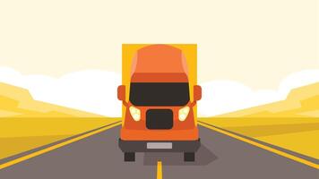 Truck on the road in desert environment vector