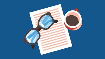 writing concept with glasses and coffee cup vector