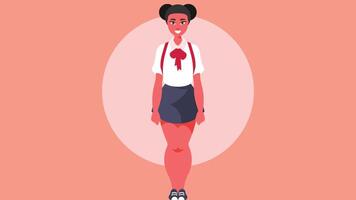 school girl in uniform isolated illustration vector