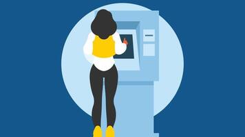 woman withdraw money from ATM machine vector