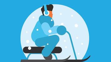 Man riding a snowmobile isolated illustration vector