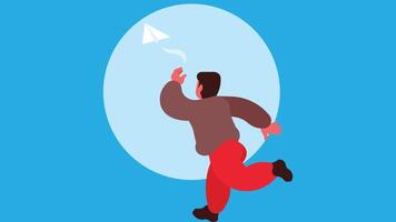 Man flying a paper plane illustration vector