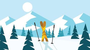 atleta esquiar en hielo con esquí herramientas vector
