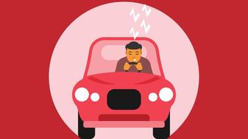 persona dormido en coche en un tráfico mermelada vector
