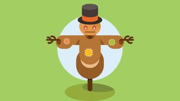 Scarecrow in a farm field concept vector