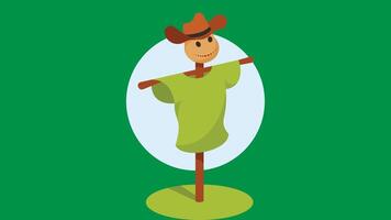 Scarecrow in a farm field concept vector