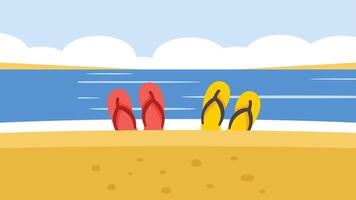 beach in an ocean with sandals vector