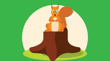 chipmunk with nuts on a tree trunk vector