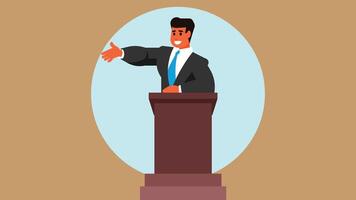 Speaker gives a speech on a podium vector