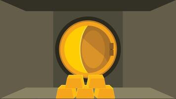 Open safe with gold bars concept vector