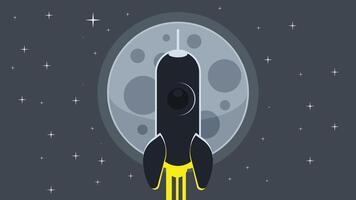 Rocket launch to the moon isolated illustration vector