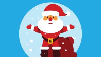 Santa stands in snowy weather vector