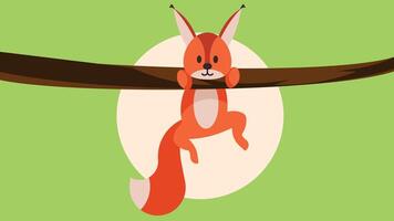 chipmunk hold a tree branch illustration vector