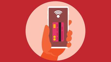 Credit card wireless payment with phone application vector