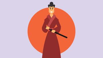 Old traditional Japanese samurai fit vector