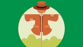 Scarecrow in a farm field concept vector