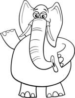 dibujos animados elefante cómic animal personaje colorante página vector