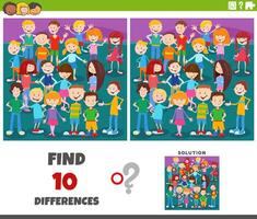 differences game with cartoon children characters group vector