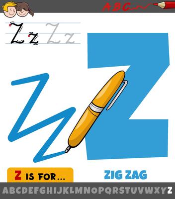 letter Z from alphabet with illustration of zig zag pattern