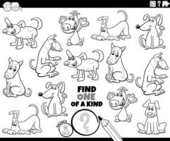 one of a kind activity with cartoon dogs coloring page vector