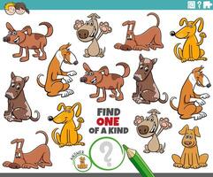one of a kind activity with cartoon dog characters vector