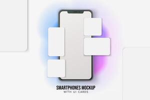 Smartphone lying on a surface with shadow vector