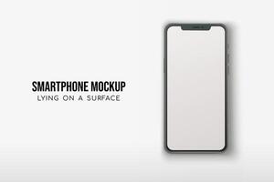 Smartphone lying on a surface with shadow vector
