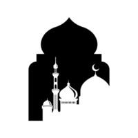 Arabic Islamic arch with mosque silhouette background illustration vector