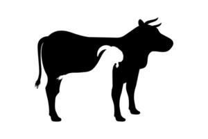 Goat and cow illustration in negative space style. Eid al-Adha sacrifice animals silhouette vector