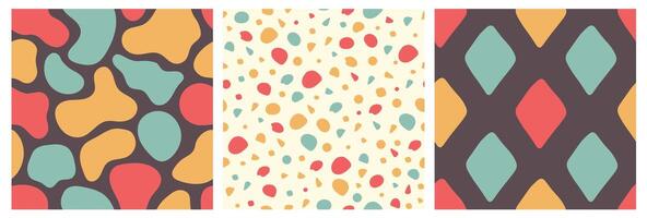 Retro Abstract Geometric Shape Seamless Patterns Set vector