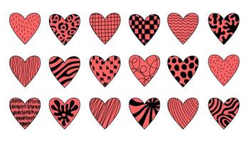 Red Heart Doodle Set vector