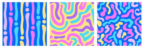 Vibrant Y2k Abstract Seamless Patterns Set vector