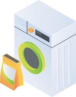 Washing machine with laundry soap vector
